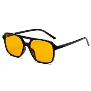 Luxury Oversized Women Trendy Yellow Lens Mens Aviator Retro 90's Sunglasses